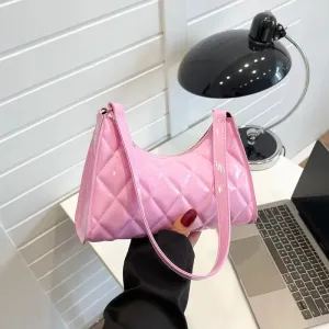 Women Vintage Y2k Totes Shoulder Bags Glossy Leather Shopper Handbags Woman Rhombic Luxury Designer Bag