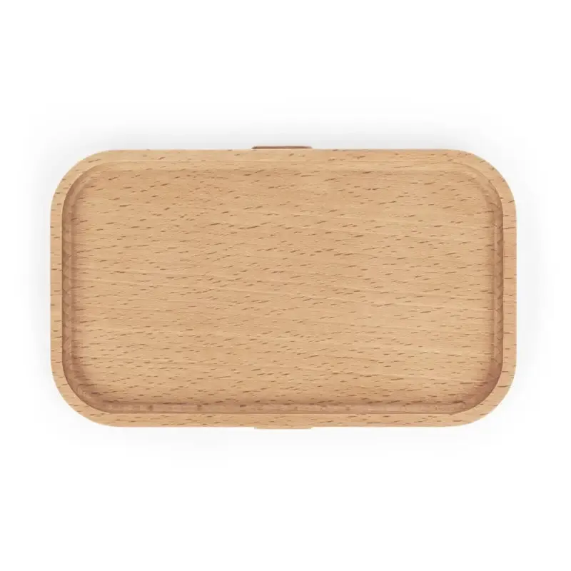 Wooden Lid Bento Lunchbox with Delicate Floral Pattern