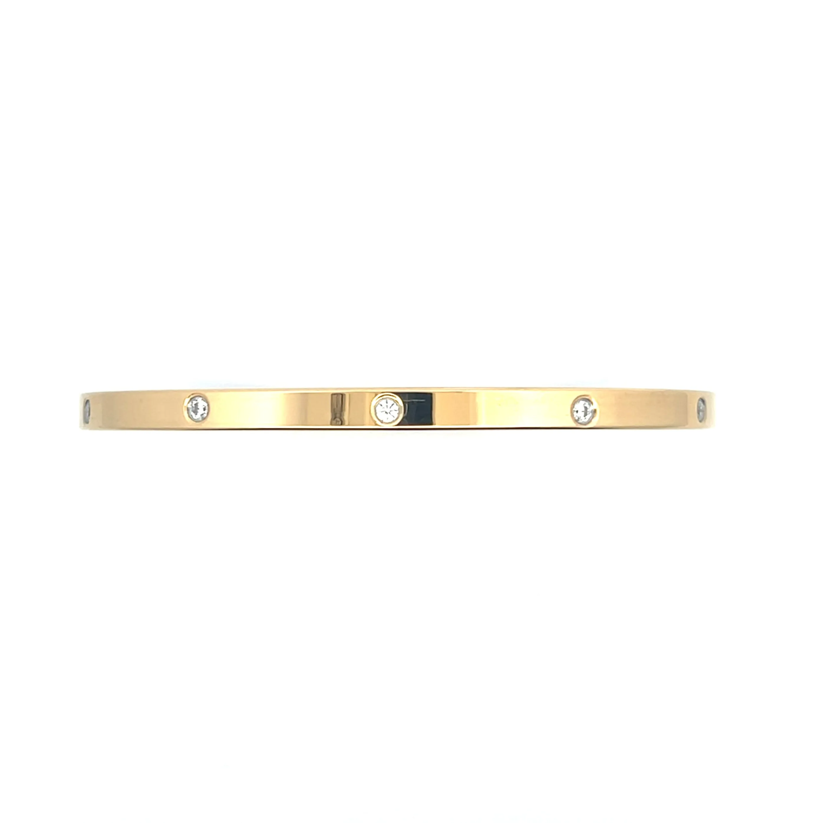 Yellow Gold Plated Stainless Steel & Crystal 4mm Love Bangle