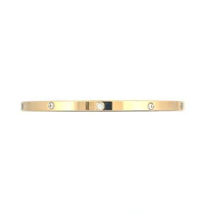 Yellow Gold Plated Stainless Steel & Crystal 4mm Love Bangle