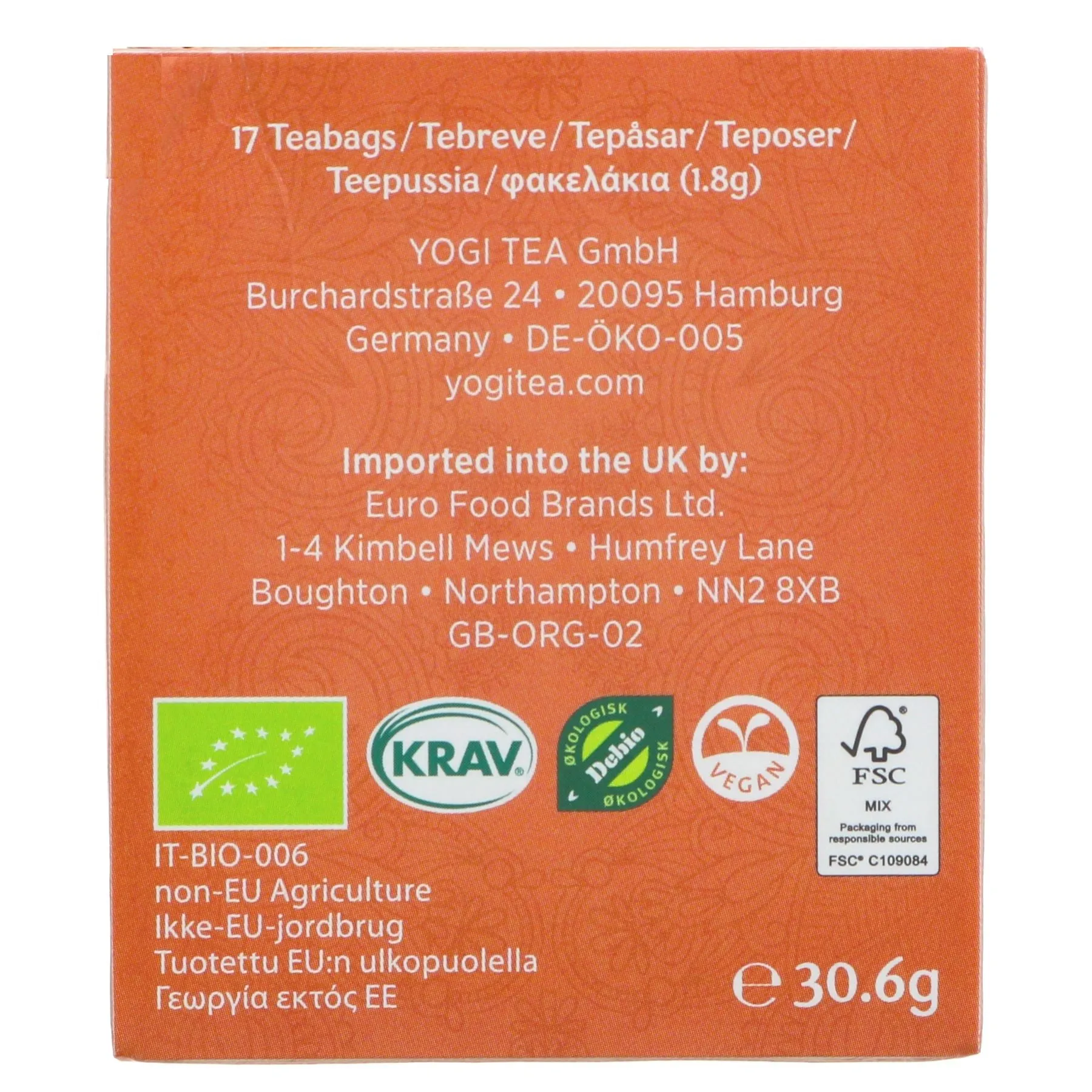 Yogi Tea | Heartwarming - Basil, Orange Peel, Chili | 17 bags