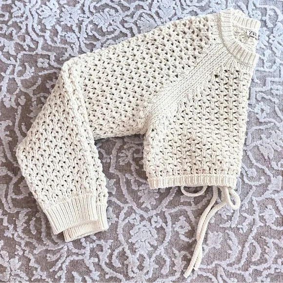 Zara Cut-Out Cropped Crochet Knit Top