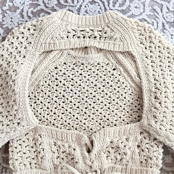 Zara Cut-Out Cropped Crochet Knit Top