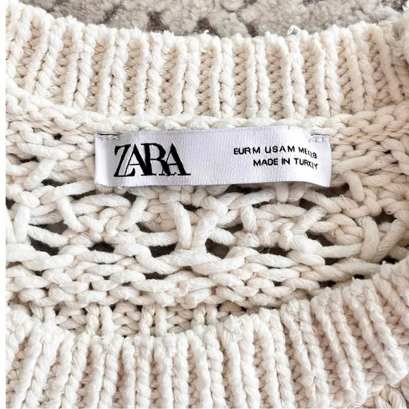 Zara Cut-Out Cropped Crochet Knit Top