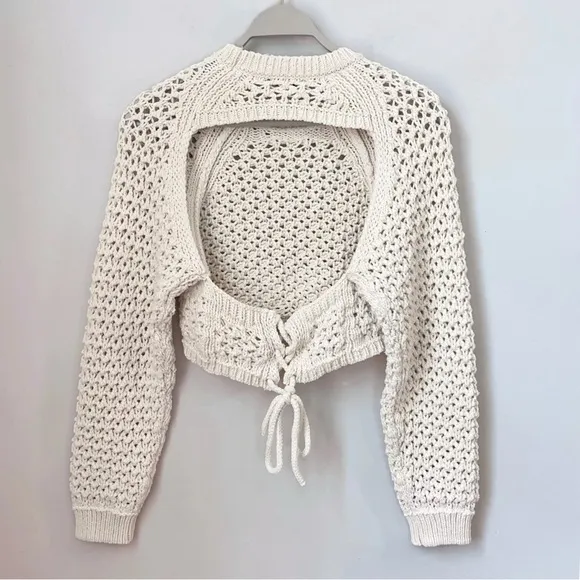 Zara Cut-Out Cropped Crochet Knit Top