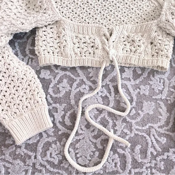 Zara Cut-Out Cropped Crochet Knit Top