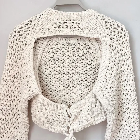 Zara Cut-Out Cropped Crochet Knit Top