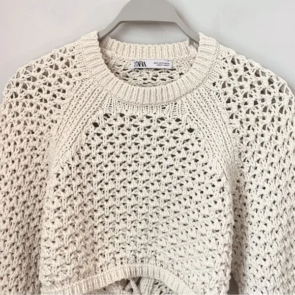 Zara Cut-Out Cropped Crochet Knit Top