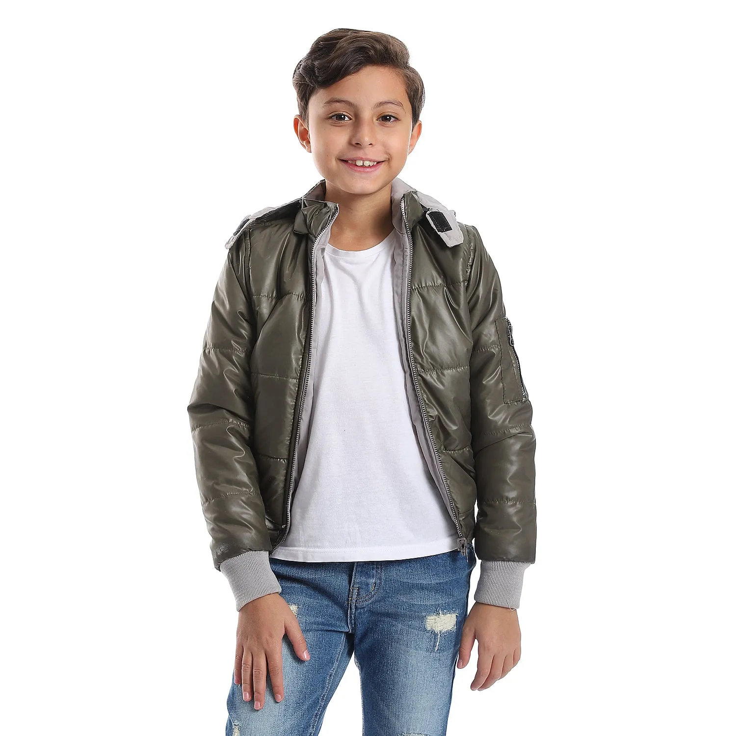 zipper_closure_double_face_printed_-_waterproof_boys_jacket_-_olive_green_-_light_grey