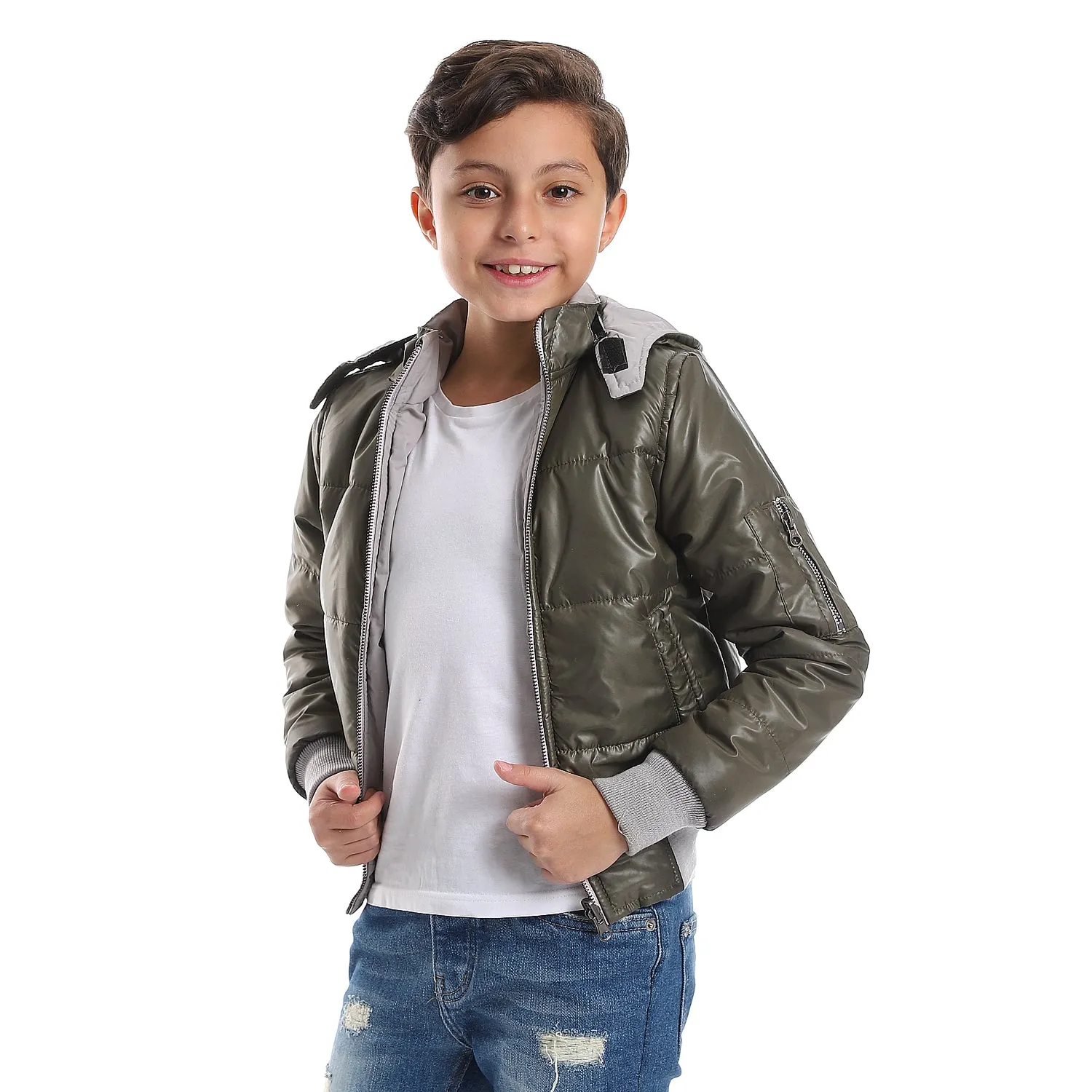 zipper_closure_double_face_printed_-_waterproof_boys_jacket_-_olive_green_-_light_grey