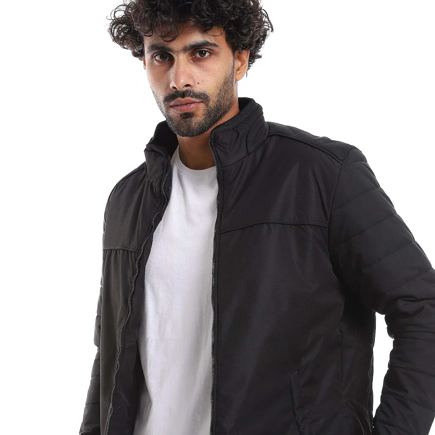 zipper_closure_quilted_pattern_jacket_-_black
