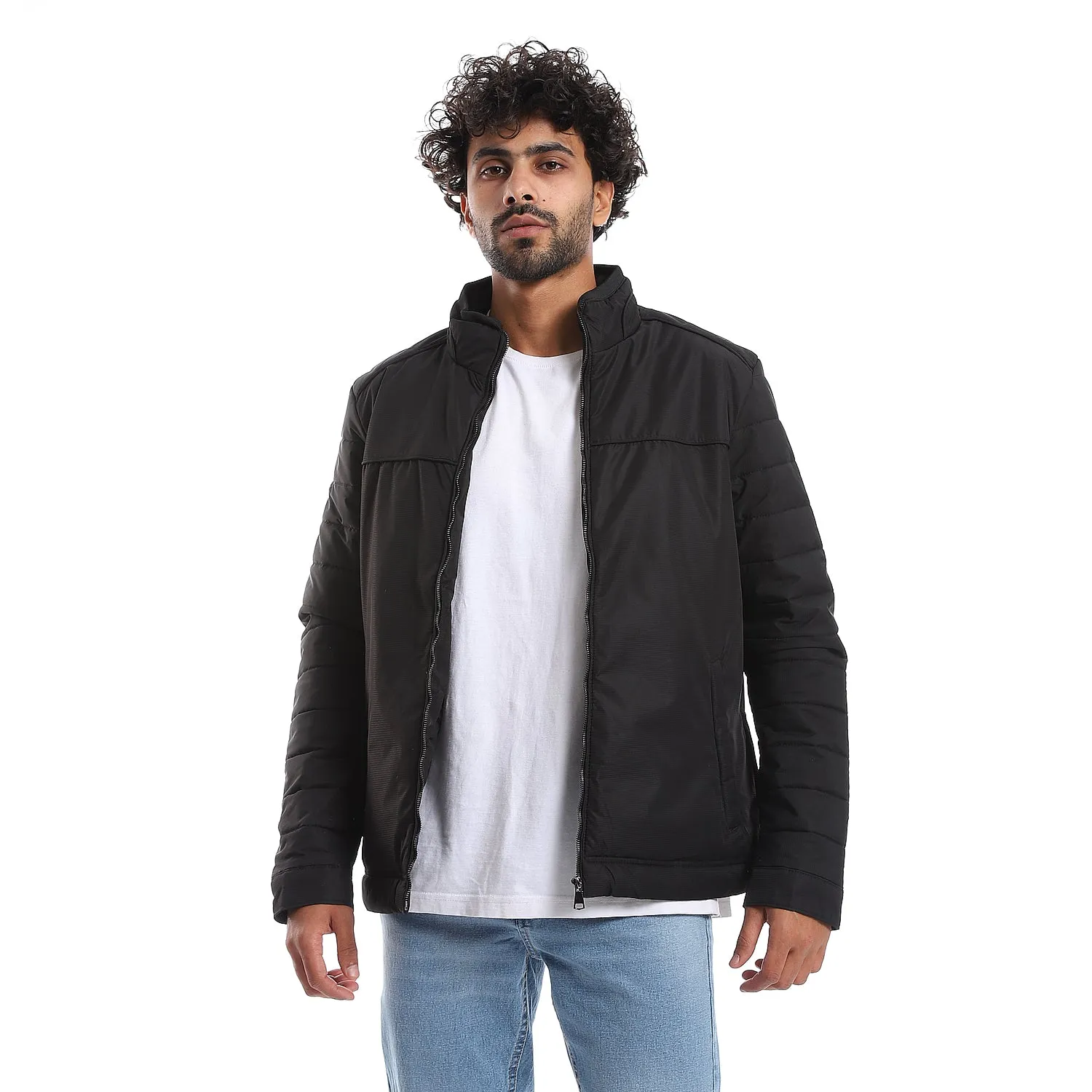 zipper_closure_quilted_pattern_jacket_-_black